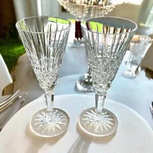 VTG Waterford Cut Crystal Maeve Pattern Wine/Champagne Glasses 7" Set of 2